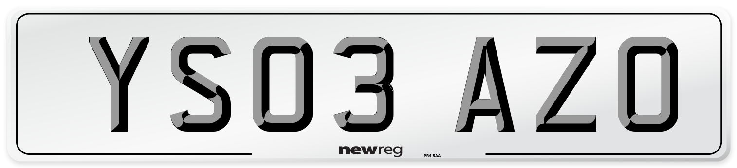 YS03 AZO Number Plate from New Reg